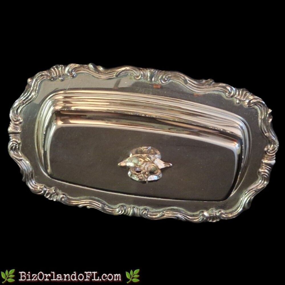 VINTAGE: F.B. Rogers Silver Co. (Model 1959X) Silver-Plated Covered Butter Dish